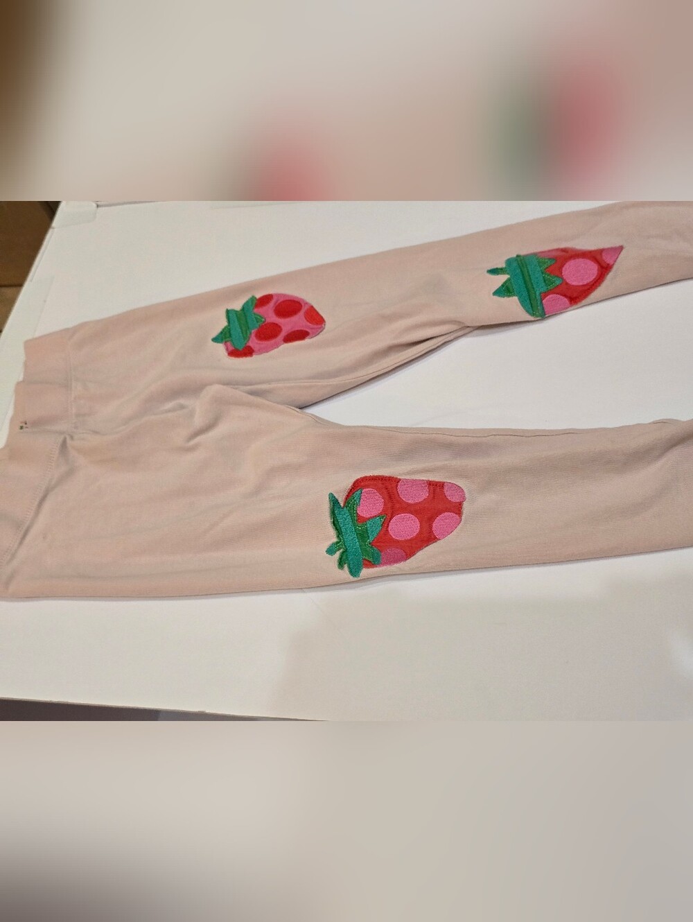 Boden Pink Leggings Strawberry Patches Girls 8 9